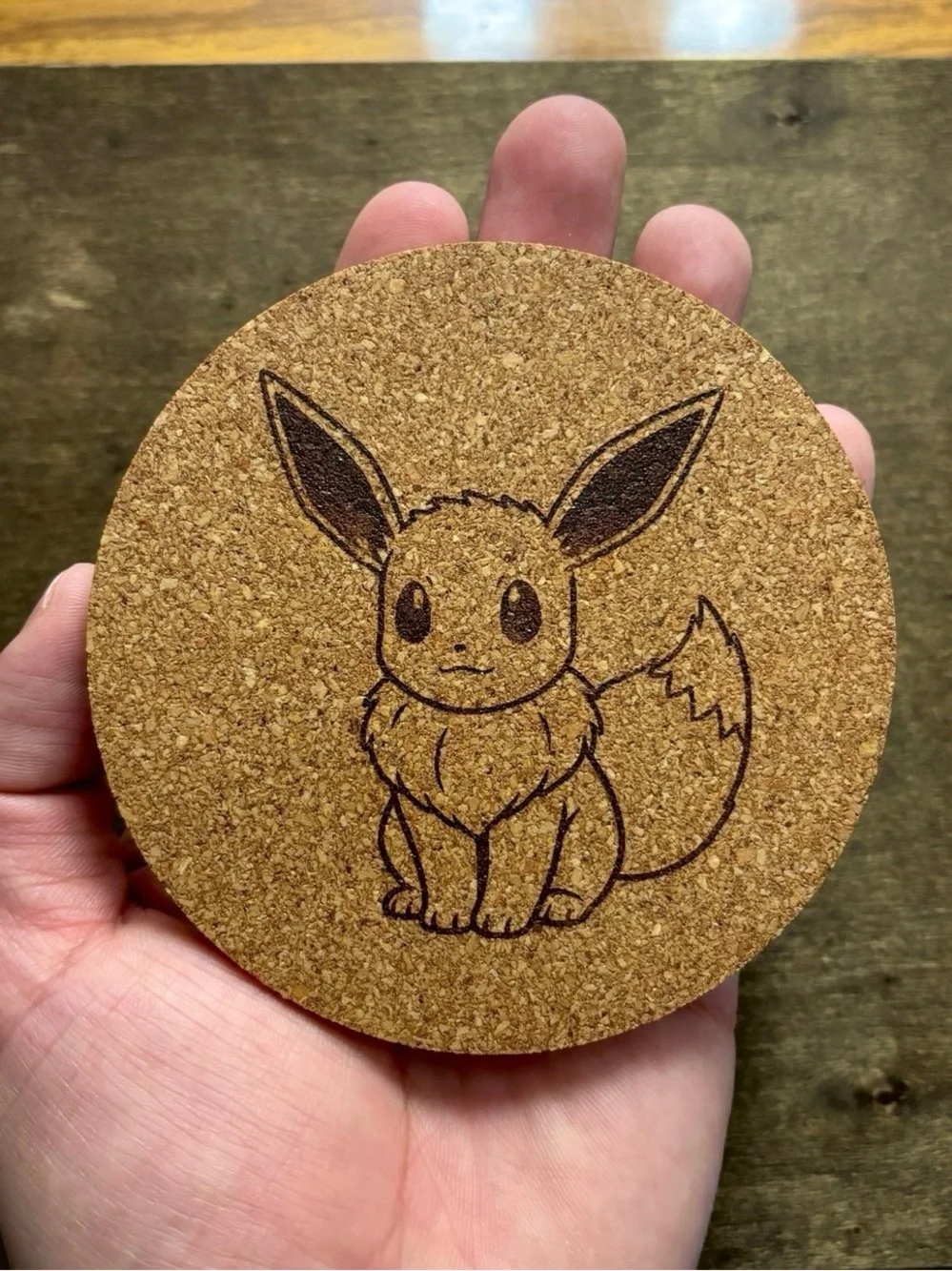 Pokemon Eevee Laser Engraved Cork Coaster #2